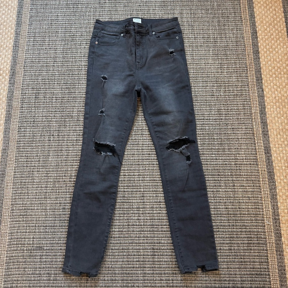 White Birch Black Skinny Distressed Jeans